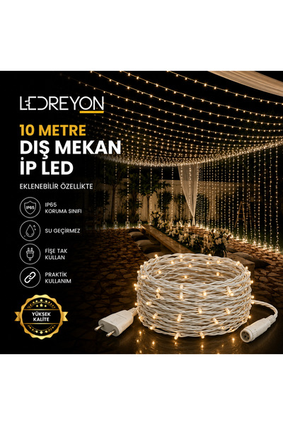 LEDREYON 10 Metre Dış Mekan Su Geçirmez Şeffaf Kablolu Ip Led Işık Aydınlatma...