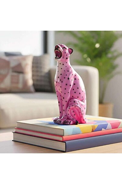 PAN HOME Matt Polyresin Sitting Pink Panther Decor Sculpture 14.5x12x29cm - Pink