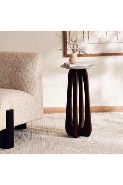 PAN HOME Prisien Accent Table Marble - Beige Walnut