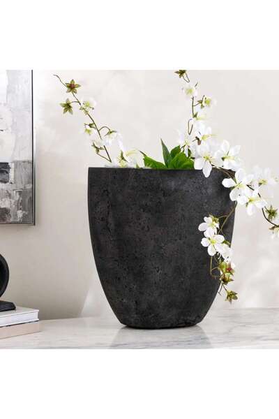 PAN HOME مزهرية مارجوت الأسمنتية 38×19×38 سم - أسود