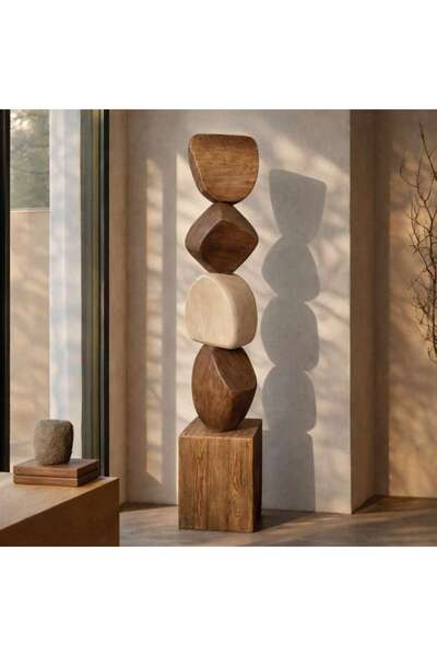 PAN HOME Delgra Polyresin Decor Sculpture 35x35x165cm - Brown