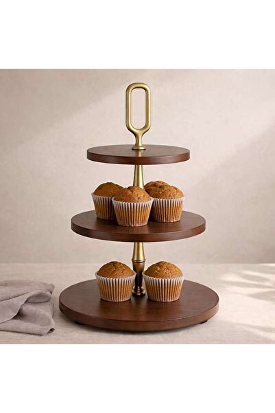 PAN HOME حامل كيك ثلاثي الطبقات من خشب الأكاسيا كيارا - قطر 30.5 × 57.1 سم - ...