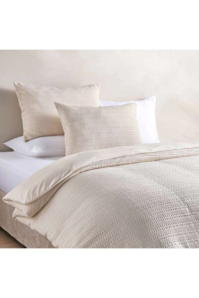 PAN HOME Waffle Stripe 3- Piece Super King Duvet Cover Set 260x220cm - Linen