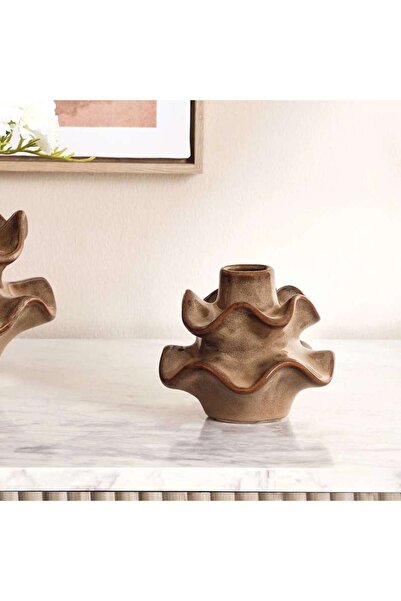 PAN HOME Cayson Ceramic Vase 12.3x12x10cm - Brown