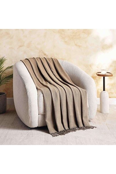PAN HOME Serene Stone Washed Fringed Throw 130x170-ochre