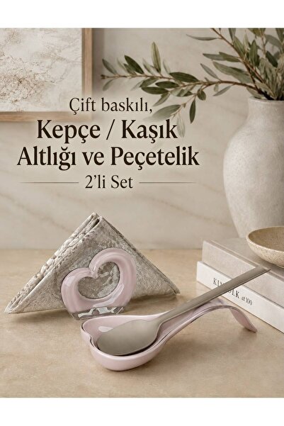 Okyanus Home Διπλή θήκη για κουτάλια και χαρτοπετσέτες ροζ