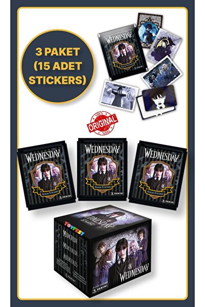 TOYFEST ملصق مجموعة Panini Wednesday - مع ملصقات + 3 عبوات (15 قطعة)