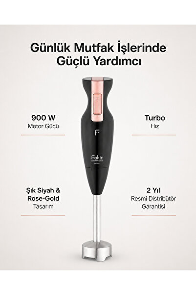 Fakir Silvino Stick 4 Bıçaklı Çubuk Blender 900W - Siyah