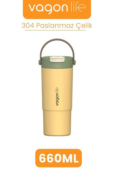 Vagonlife Isı Yalıtımlı Sarı Termos 660 ML