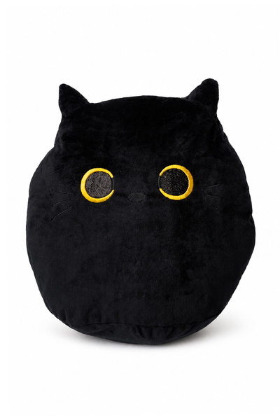 Ecrou Kara Kedi Dekoratif Pelüş Yastık 35 cm Siyah