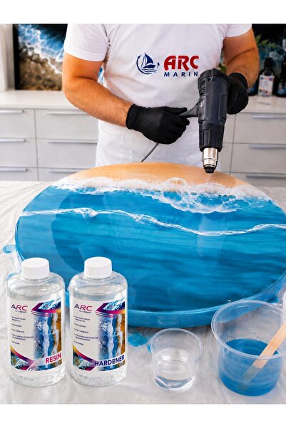 ARCMARİN KİMYA VE DENİZCİLİK HIRDAVAT ARC ART Deniz Efekti, Sanatsal Kaplama, Tuval, İnce Döküm Şeffaf Epoksi Reçine - 1 Litre Set