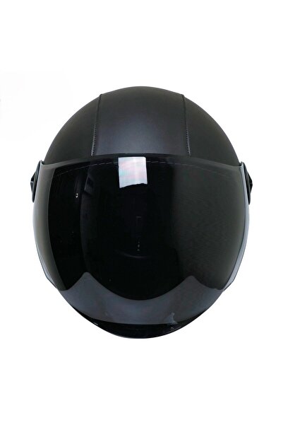 ebakbak Motosiklet Yarım Deri Kask Siyah Vizör R22.06 Sertifika Fiber Materia...