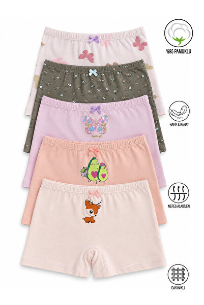 ÖZKAN underwear Özkan 41602 5'li Paket Kız Çocuk Karışık Renkli Desenli Pamuk...
