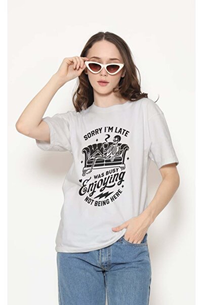 buzagi tasarım ürünleri Sarkastik Regular Fit Unisex White T-Shirt
