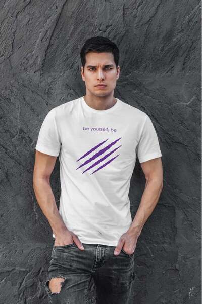 buzagi tasarım ürünleri Be Yourself Digital Printing Regular Fit White Unisex...