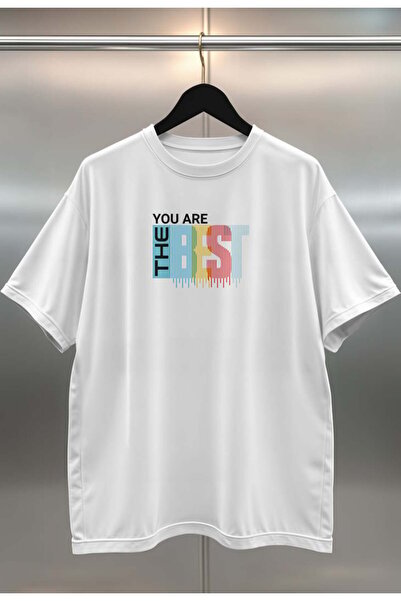 buzagi tasarım ürünleri Organic Cotton Digital Printed Oversize White T-Shirt