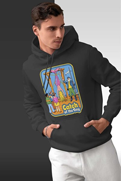 buzagi tasarım ürünleri Cat Fish Oversize Hooded Unisex Sweatshirt