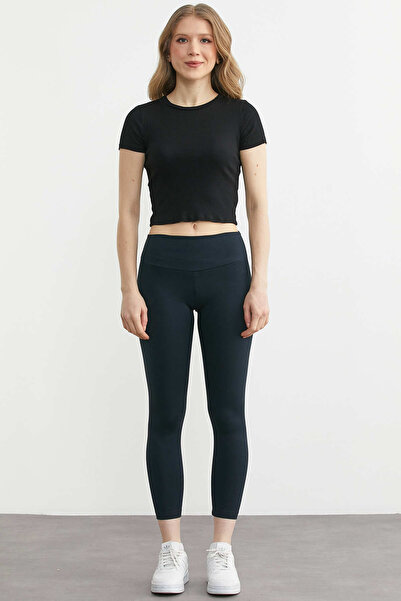 Sementa Mekane teksture Visok struk Oblikuje figuru Leggings - tamnoplave