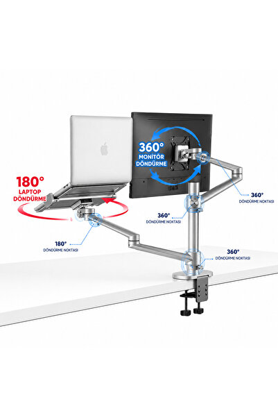 Moxti 2'Lİ Monitör Standı (HEM LAPTOP HEM MONİTÖR) - Monitör Standı - Monitör Aparatı