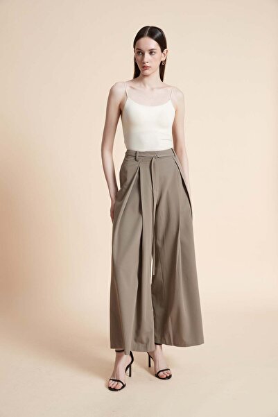 Yola Wide-Leg Solid Long Pants with Waistband