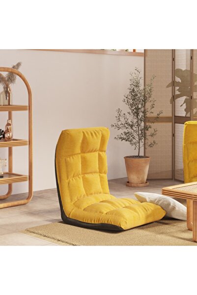 Concept Scaun de podea pliabil, galben muștar, material textil