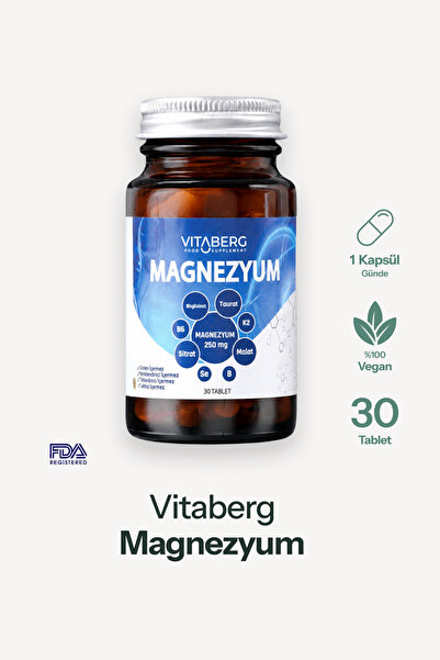 Vitaberg Magnezyum | Bisglisinat, Taurat, Sitrat, Malat + K2, B6, Bor, Selenyum