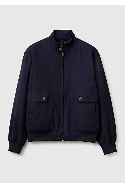 United Colors of Benetton Men's Navy Blue Cotton Blend Jacket with Buttons an...