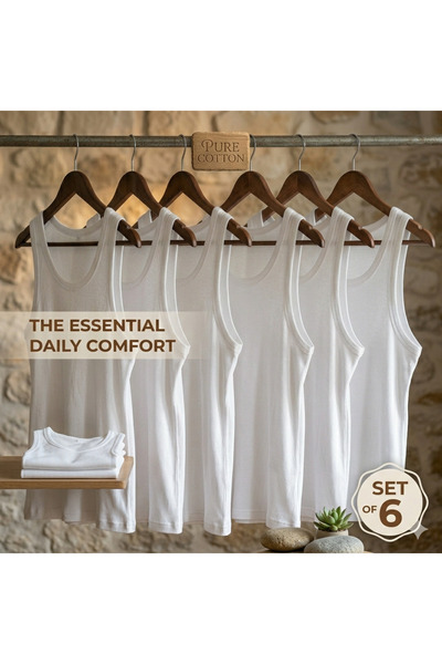 MG STORE 6-Piece Men's Combed Cotton Undershirt Set