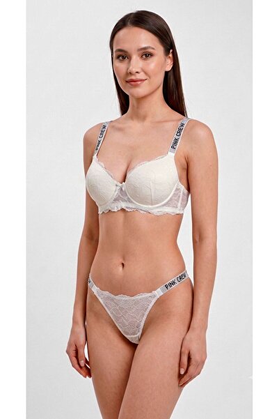 WOMEN'S WORLD FANTASY PUSH UP DANTELLİ TANGA KÜLOT DESTEKLİ SÜTYEN TAKIM