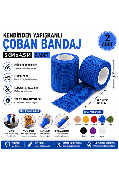 NutraBella Su Gecirmez 5cm*4.5m Spor Sabitleme Parmak Bilek Bacak Kırmızı Ban...