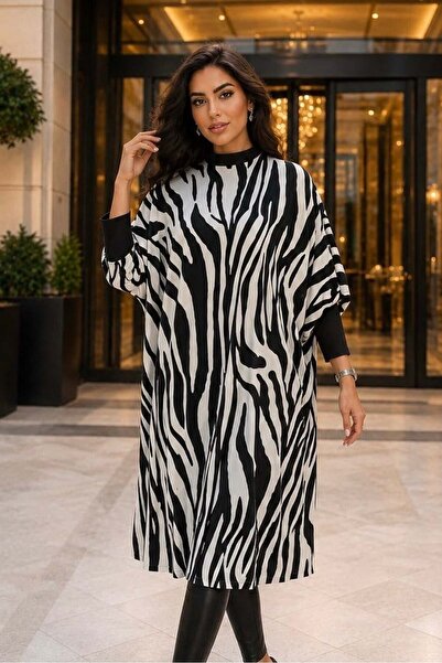 Aişe tesettür Crna zebra Oversize kroj hidžab tunika