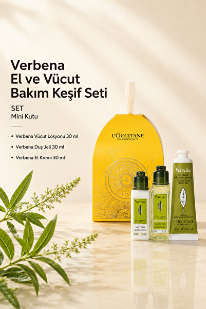 L'Occitane Verbena El ve Vücut Bakım Seti, Mini Kutulu, 3'lü Set