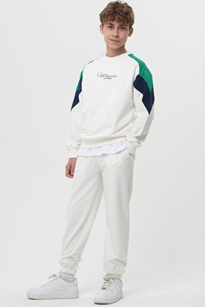 HayKids Set de top și pantaloni pentru băieți, cu imprimeu cu litere și geome...