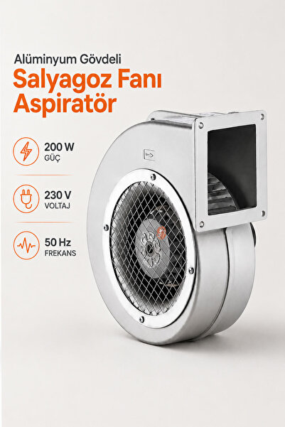 Badem10 Alüminyum Gövdeli Salyangoz Fan Aspiratör 200W Yüksek Hava Debili Güç...