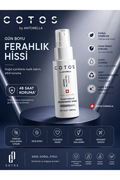 COTOS Soft Touch Doğal Sprey Deodorant – Hassas Ciltler İçin Alüminyum ve Par...
