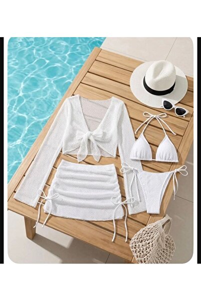 LORE MİEL Fileli Beyaz Bikini Takımı