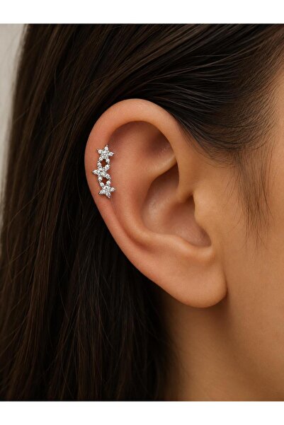 Arescollection 1 adet zirkon taşlı çelik tragus helix lobe conch uyumlu piercing