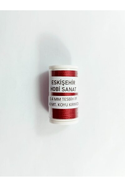 Eskişehir hobi sanat 0.4 Mm 40 Metre Koyu Kırmızı Renk Tesbih ipi Polyester ip