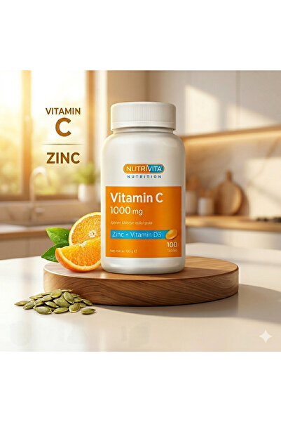 Nutrivita Nutrition Vitamin C 1000 mg (Çinko+D Vitamini) 100 Tablet