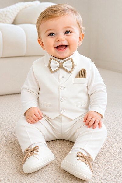 Calide Baby&Kids Erkek Bebek Papyon & Kravatlı Özel Gün Kıyafeti - 7'li Set M...