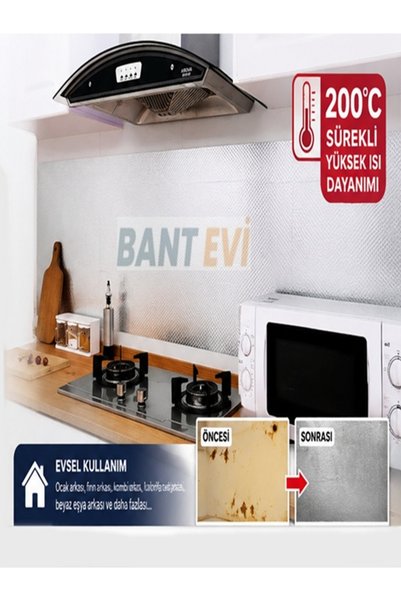 BANT EVİ High Temperature Resistant Foil Coating 60X120Cm 200 ° C Heat Resistant Kitchen Countertop Stove Back Protector