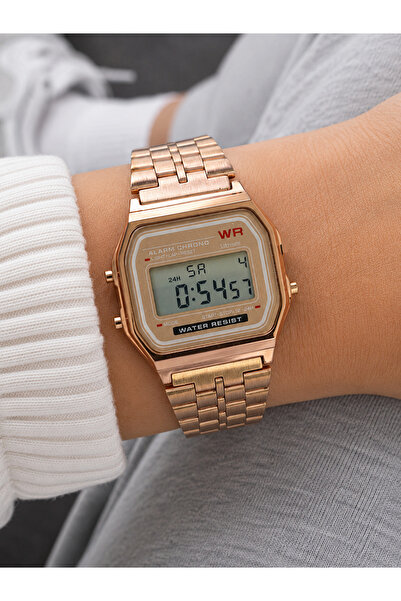 Weluxa Teen Girls Women Wristwatch Gold Color Case Digital Alarm, Stopwatch, ...