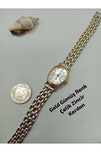 Brality Fantazi MODA Kadın Kol Saati- Yuvarlak Gold Renk Kasa , Roma Rakamlı ...