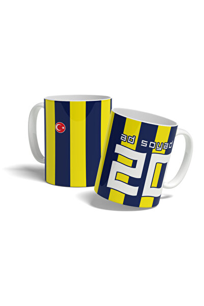 offside Sarı Lacivert Çubuklu Forma Tasarımlı Kişiye Özel Taraftar Baskılı He...