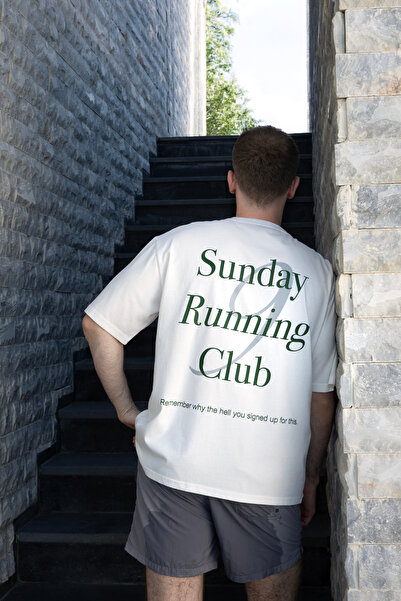 Sunday Running Club Geniş Kalıp Oversize T-shirt