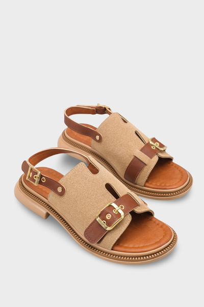 Capone Outfitters Shaylah Buckle-Strapped Flat Heeled Women's Sandals with Ba...
