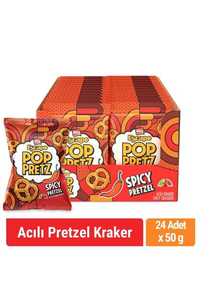 Poppretz Acılı Pretzel Kraker Acılı 50 gr x 24 Adet