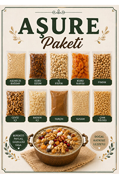 ege salkım Aşurelik Malzeme Seti 2,43 Kg – Buğday, Üzüm, Kayısı, Fındık, Cevi...