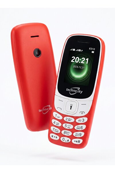 Technosky هاتف محمول كلاسيكي 6310 بشريحتين ومصباح ساطع | طاقة تدوم طويلاً وتص...