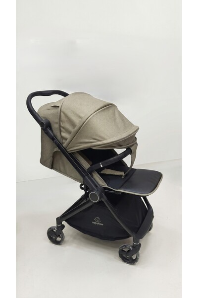 Baby shine عربة أطفال اتجاهين + 360 درجة دوران- لون بيج غامق- جاكار